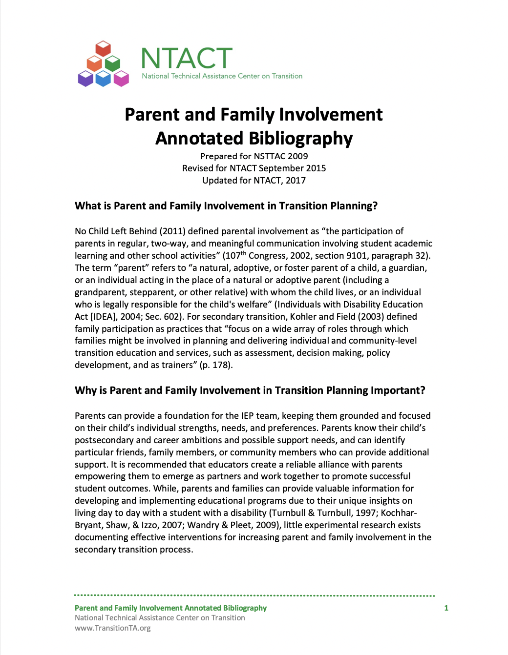 Parent and Family Involvement