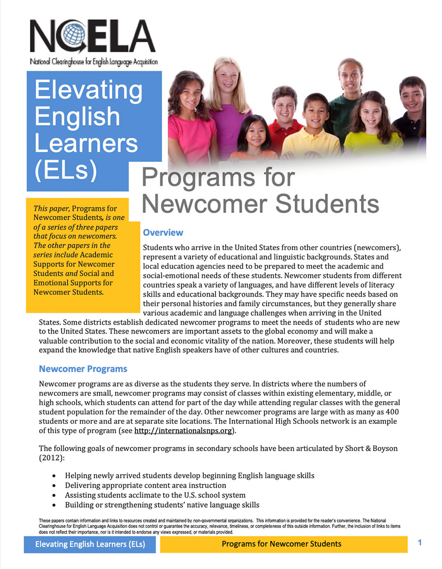Programs for Newcomer Students