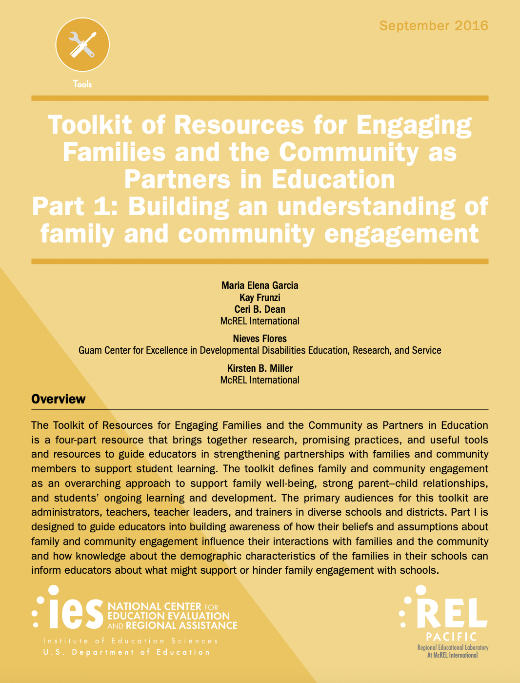 Toolkit of Resources for Engaging Families and the Community Partners in Education